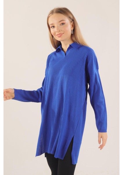 23214 Polo Yaka Fitilli Tunik Saks indirimleri