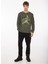 Haki Erkek Bisiklet Yaka Baskılı Sweatshirt D3WM-SWT38 1