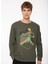Haki Erkek Bisiklet Yaka Baskılı Sweatshirt D3WM-SWT38 2