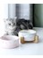 Pembe x Ahşap Stand S - 400ML Mermer Seramik Köpek Kasesi Ahşap Standlı Kedi Maması ve Su Kaseleri Büyük Düz Yüzlü Kediler Için Ağır Evcil Hayvan Besleyici Yavru Köpekler (Yurt Dışından) 2
