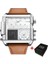 Kutu ile (Beyaz) Kare Saatler Erkekler LED Su Geçirmez Çoklu Zaman Dilimi Erkek Saatler Lüks Marka Relogio Masculino Montre Homme Spor Saat (Yurt Dışından) 1