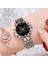 Siyah Bilezik Saatler Kadın Moda Lüks Paslanmaz Çelik Bayanlar Bilezik Izle Kuvars Elbise Kol Saati Feminino Reloj Mujer Bilek Hediye Için (Yurt Dışından) 1