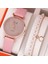 Beyaz 3 2 Adet Kadın Bilezik Saat Seti Güzel Pembe Deri Bant Quartz Saat Kadınlar Için Bayanlar Gündelik Elbise Saat Kol Saati Reloj Mujer (Yurt Dışından) 2