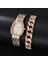 Rose Gold Set 4 2021 Erkekler 2pcs Set Lüks Moda Saatler Rhonestone Erkek Kadın Iş Basit Paslanmaz Çelik Kuvars Izle Relogio Masculino (Yurt Dışından) 1