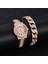 Rose Gold Set 4 2021 Erkekler 2pcs Set Lüks Moda Saatler Rhonestone Erkek Kadın Iş Basit Paslanmaz Çelik Kuvars Izle Relogio Masculino (Yurt Dışından) 3