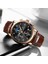 L Gül Altın Beyaz Erkek Saatler Lıge Chronograph Üst Marka Lüks Deri Bilek Izle Erkekler Için Moda Spor Su Geçirmez Kuvars Saat Kronometre Hediye (Yurt Dışından) 2