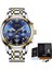 Altın Mavi S Lıge Chronograph Quartz Saat Erkekler Için Spor Su Geçirmez Tarih Lüks Deri Izle Analog Saat Erkek Saatler Iş Kol Saati (Yurt Dışından) 1