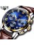 Altın Mavi S Lıge Chronograph Quartz Saat Erkekler Için Spor Su Geçirmez Tarih Lüks Deri Izle Analog Saat Erkek Saatler Iş Kol Saati (Yurt Dışından) 2