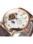 Rg Beyaz Forsining Eğlence Trendy Buzlu Out Izle Erkekler Için Lüks Mekanik Deri Kayış Ay Fazı Aydınlık Işaretçiler Tourbillion Unisex (Yurt Dışından) 1