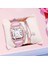Pembe ve Bilezik Kadın Saatler Elmas Kadın Bileziği Izle Moda Deri Band Kuvars Kol Saati Saat Montre Femme Relogio Feminino (Yurt Dışından) 1