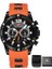 0349ORANGE-BOX Mını Focus Turuncu Erkekler Için Askeri Spor Kronograf Kuvars Kol Saati Silikon Kayışlı Su Geçirmez Aydınlık Eller 0349 (Yurt Dışından) 1