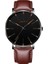 Deri Kahverengi Turuncu Paslanmaz Çelik Hasır Kemer Kuvars Izle Erkekler Için Minimalist Ultra Ince Saat Moda Erkek Spor Deri Saat Relogio Masculino (Yurt Dışından) 1