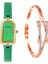 Yeşil Bilezik ile Reloj Mujer Moda Gül Altın Izle Kadınlar Için Deri Kayış Kuvars Kol Saati Bayanlar Altın Bilezik Saatler Relogio Feminino (Yurt Dışından) 1