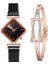 Siyah Set Kadın Manyetik Bilezik Saatler Set Kadın Lüks Kare Bilezik Kuvars Saatı Bayanlar Elbise Saat Relogio Feminino (Yurt Dışından) 1