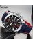 Mavi Megir Erkek Kronograf Analog Quartz Saat, Tarihli, Aydınlık Eller, Su Geçirmez Silikon Kauçuk Kayış Erkek Kol Saati (Yurt Dışından) 2
