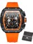 0399ORANGE-BOX Mını Focus Chronograph Quartz Saat Erkekler Için Tonneau Dial Askeri Spor Kol Saati, Turuncu Silikon Kayış Otomatik Tarih 0399 (Yurt Dışından) 1
