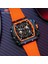 0399ORANGE-BOX Mını Focus Chronograph Quartz Saat Erkekler Için Tonneau Dial Askeri Spor Kol Saati, Turuncu Silikon Kayış Otomatik Tarih 0399 (Yurt Dışından) 5