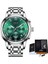 Gümüş Yeşil S Moda Erkekler Izle Lıge Orijinal Marka Izle Lüks Paslanmaz Çelik Erkekler Için Su Geçirmez Kol Saatleri Chronograph Kuvars Saat Hediye (Yurt Dışından) 1