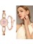 Gül Altın ve Pembe Lüks Kuvars Kol Saati Kadın Moda Kuvars Kadın Kol Saati Güzel Bilezik Izle Elmas Öğrenci Bileklik Saat (Yurt Dışından) 1