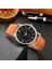 Siyah Siyah Modern Moda Siyah Kuvars Erkek Saatler Gelgit Marka Deri Kayış Büyük Arama Erkek Lüks Rahat Iş Saati Relojes Hombre (Yurt Dışından) 2