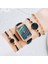 5 Adet Set Yeşil 5 Adet Set Saatler Kadın Moda Kare Yeşil Kadran Deri Bayan Bilezik Saatler Set Kuvars Kol Saati Siyah Saat Dropshipping (Yurt Dışından) 3