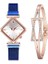 Mavi Set Lüks Bilezik Saatler Kadınlar Için Basit Mor Manyetik Kare Kadranlı Kemer Elbise Kuvars Saat Bayanlar Kol Saati Relogio (Yurt Dışından) 1