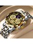 Altın Arasında Lıge Chronograph Erkek Saatler Su Geçirmez Paslanmaz Çelik Lüks Hollow Adam Kol Saati Büyük Kadran Otomatik Tarih Kuvars Izle Saat + Kutu (Yurt Dışından) 2