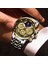 Altın Arasında Lıge Chronograph Erkek Saatler Su Geçirmez Paslanmaz Çelik Lüks Hollow Adam Kol Saati Büyük Kadran Otomatik Tarih Kuvars Izle Saat + Kutu (Yurt Dışından) 5