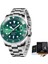 Gümüş Yeşil Üst Marka Lıge Saatler Erkek Lüks Saat Rahat Paslanmaz Çelik Erkekler Izle Spor 30ATM Su Geçirmez Kuvars Kol Saati Erkekler Için (Yurt Dışından) 1