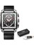 Deri Silverblack Lıge Erkekler Saatler Üst Marka Lüks Kare Izle Chronograph Spor Kol Saati Erkekler Için Moda Tarih Su Geçirmez Saat Reloj Hombre (Yurt Dışından) 1