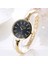 Altın Siyah Metal Kadın Bilezik Saatler Lüks 2022 Moda Kuvars Kol Saati Basit Bayanlar Saat Zarif Kadın Saat Relogio Montre Femme (Yurt Dışından) 1