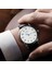 Bo Metal Sıyah Moda Iş Otomatik Mekanik Saat Erkekler Time Master Deri Kayış Beyaz Kadran Takvim Tarih Montre Homme Kazanan Klasik (Yurt Dışından) 2