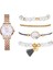 XR3874 5 Adet Kadın Saatler Set Yeni Gül Altın Yeşil Bayanlar Bilezik Izle Kol Saati Bayan Kuvars Elbise Saat Bayanlar Feminino Reloj (Yurt Dışından) 5