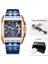 Rose Blue-Box-T Megır Tam Siyah Saatler Erkekler Lüks Kronograf Kuvars Izle Adam Için Kare Kadran Aydınlık Kol Saati Relogios Часы Мужские Reloj (Yurt Dışından) 1