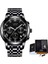 Siyah Gümüş S Moda Erkekler Izle Lıge Orijinal Marka Izle Lüks Paslanmaz Çelik Su Geçirmez Kol Saatleri Erkekler Için Chronograph Kuvars Saat Hediye (Yurt Dışından) 1