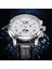 Gümüş Beyaz Lıge Erkek Saati Su Geçirmez Spor Saatler Erkekler Için Kuvars Izle Moda Kronograf Kol Saati Deri Kayış Izle Montre Homme (Yurt Dışından) 4