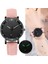 Siyah Kadın Saatler Aydınlık Deri Bilezik Izle Kuvars Izle Zarif Kadın Kol Saatleri Bayanlar Moda Montre Femme Reloj Mujer (Yurt Dışından) 2