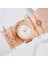 5 Adet Set Gül Altın Lüks 5 Adet Set Bilezik Izle Kadın Zarif Mıknatıs Elmas Bayanlar Kuvars Kol Saati Elbise Pembe Saat Reloj Mujer Dropshipping (Yurt Dışından) 3