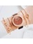 5 Adet Set Gül Altın Lüks 5 Adet Set Bilezik Izle Kadın Zarif Mıknatıs Elmas Bayanlar Kuvars Kol Saati Elbise Pembe Saat Reloj Mujer Dropshipping (Yurt Dışından) 5