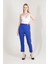 1005 Saks Mavisi Havuç Paça Beli Lastikli Dokuma Kadın Pantolon 1