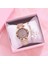 Kırmızı Saat Seti Kadın Kuvars Izle Deri Kayış Lüks Yıldızlı Kadran Kol Saati Moda Sakura Bilezik Kadınlar Için Izle Reloj Mujer Montre (Yurt Dışından) 2