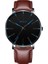 Deri Kahverengi Mavi Paslanmaz Çelik Hasır Kemer Kuvars Izle Erkekler Için Minimalist Ultra Ince Saat Moda Erkek Spor Deri Saat Relogio Masculino (Yurt Dışından) 1