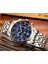Gümüş Mavi Çelik Lıge Lüks Aydınlık Saat Erkekler Için Su Geçirmez Paslanmaz Çelik Analog Kol Saati Chronograph Tarih Kuvars Izle Reloj Hombre (Yurt Dışından) 3
