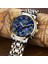 Gümüş Mavi Çelik Lıge Lüks Aydınlık Saat Erkekler Için Su Geçirmez Paslanmaz Çelik Analog Kol Saati Chronograph Tarih Kuvars Izle Reloj Hombre (Yurt Dışından) 4