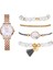 Altın 1 5 Adet Kadın Saatler Set Yeni Gül Altın Yeşil Bayanlar Bilezik Izle Kol Saati Bayan Kuvars Elbise Saat Bayanlar Feminino Reloj (Yurt Dışından) 5