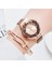 Gül Altın Lüks Kadın Mıknatıs Izle Moda Gül Altın Bayanlar Kristal Kuvars Bilek Saatler Rahat Kadın Bilezik Izle Reloj Mujer Saatler (Yurt Dışından) 2
