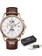 Gül Altın Beyaz 2022 Lıge Erkek Saatler Üst Marka Lüks Moda Kuvars Izle Erkek Deri Tarih Su Geçirmez Spor Chronograph Relogio Masculino + Kutu (Yurt Dışından) 1