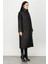 Vip Garni Kumaşlı Tüm Beden Dolgulu Kapitone Spor Manto Kaban-Siyah 4