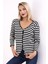 Çizgili V Yaka Fitilli Gold Düğme Detaylı Triko Hırka 4