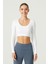 x Melodi Beyaz Pamuklu Fitilli Crop Spor Bluz Long Sleeve 6